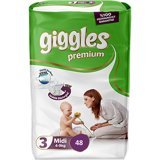Giggles Premium Midi 3 Numara Cırtlı Bebek Bezi 48 Adet