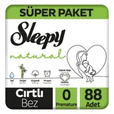 Sleepy Natural Süper Paket Prematüre 0 Numara Organik Cırtlı Bebek Bezi