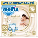 Molfix Pure & Soft 3 Numara Cırtlı Bebek Bezi 128 Adet