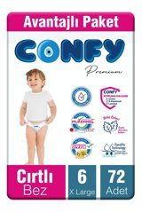 Confy Premium XL 6 Numara Göbek Oyuntulu Cırtlı Bebek Bezi 72 Adet