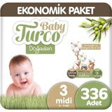 Baby Turco Doğadan 3 Numara Bantlı Bebek Bezi 6x56 Adet