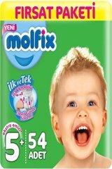 Molfix 3D Junior Plus 5 + Numara Cırtlı Bebek Bezi 54 Adet