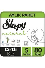 Sleepy Natural Junior 5 Numara Organik Cırtlı Bebek Bezi 80 Adet