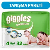 Giggles Premium Maxi 4 Numara Cırtlı Bebek Bezi 32 Adet