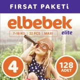 Elbebek Elite Maxi 4 Numara Cırtlı Bebek Bezi 128 Adet