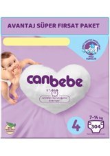 Canbebe Maxi Avantaj Süper Fırsat Paketi 4 Numara Bantlı Bebek Bezi 304 Adet