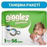 Giggles Premium Yenidoğan Yenidoğan Cırtlı Bebek Bezi 56 Adet