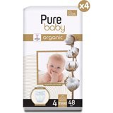 Pure Baby Organik 4 Numara Organik Cırtlı Bebek Bezi 192 Adet