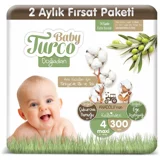 Baby Turco Doğadan 4 Numara Bantlı Bebek Bezi 300 Adet
