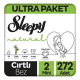 Sleepy Natural 2 Numara Organik Cırtlı Bebek Bezi 272 Adet