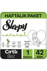 Sleepy Natural Yenidoğan 1 Numara Organik Cırtlı Bebek Bezi 42 Adet
