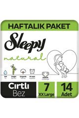 Sleepy XXL Haftalık Paket 7 + Numara Organik Cırtlı Bebek Bezi 14 Adet