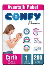 Confy Premium Yenidoğan Yenidoğan Cırtlı Bebek Bezi 200 Adet