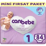 Canbebe Mini Fırsat Paketi Yenidoğan 1 Numara Bantlı Bebek Bezi 3x84 Adet