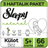 Sleepy Natural 5 + Numara Organik Külot Bebek Bezi 66 Adet