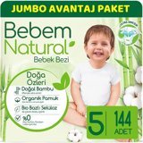 Bebem Natural Doğa Özleri 5 Numara Organik Cırtlı Bebek Bezi 144 Adet