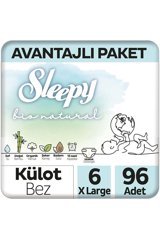 Sleepy XLarge Avantajlı Paket 6 Numara Organik Külot Bebek Bezi 96 Adet