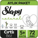 Sleepy Natural 5 + Numara Organik Cırtlı Bebek Bezi 2x36 Adet
