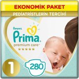 Prima Premium Care Yenidoğan 1 Numara Cırtlı Bebek Bezi 4x70 Adet