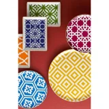 Porland Morocco Yuvarlak Desenli 18 Parça 6 Kişilik Porselen Kahvaltı Takımı Çok Renkli