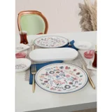 Keramika Spring Yuvarlak Desenli 11 Parça 2 Kişilik Seramik Kahvaltı Takımı Çok Renkli