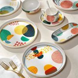 Emsan Color Mix Yuvarlak Desenli 32 Parça 6 Kişilik Porselen Kahvaltı Takımı Çok Renkli