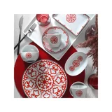 Kütahya Porselen Leonberg 596617 Desenli 32 Parça 6 Kişilik Porselen Kahvaltı Takımı Beyaz-Kırmızı