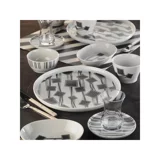 Kütahya Porselen Mood 12007 Desenli 30 Parça 6 Kişilik Porselen Kahvaltı Takımı Beyaz-Siyah