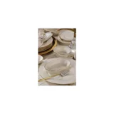 Kütahya Porselen Olympos İnci Bone Oval-Yuvarlak 16 Parça 6 Kişilik Porselen Kahvaltı Takımı Beyaz