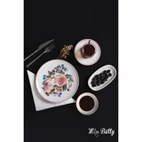 Miss Betty Rose Deluxe Desenli 22 Parça 6 Kişilik Porselen Kahvaltı Takımı Beyaz