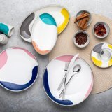 Aryıldız Colorbrush Yuvarlak Desenli 31 Parça 6 Kişilik Porselen Kahvaltı Takımı Çok Renkli
