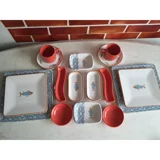 Keramika Koi Ap Kare Desenli 16 Parça 2 Kişilik Seramik Kahvaltı Takımı Çok Renkli