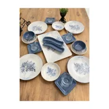 Keramika Blue Magic Desenli 21 Parça 4 Kişilik Seramik Kahvaltı Takımı Beyaz-Mavi