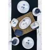 Keramika Blue Magic Yuvarlak Desenli 11 Parça 2 Kişilik Seramik Kahvaltı Takımı Beyaz-Mavi
