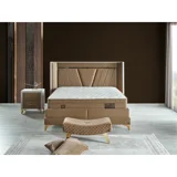 Arleno Bedding Lorenza 160 x 200 cm Ayrılabilen Yataklı Başlıklı Çift Kişilik Sandıklı Baza Seti Krem