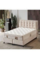 Flora Beddıng Comfort Plus 150 x 200 cm Ayrılabilen Yataklı Başlıklı Çift Kişilik Sandıklı Baza Seti Bej