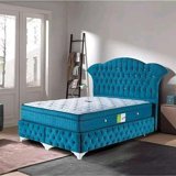 Zelis Mobilya Lale 160 x 200 cm Yataklı Başlıklı Çift Kişilik Sandıklı Baza Seti Mavi