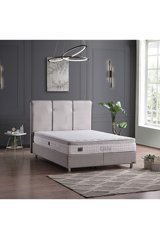 Armis Dream 140 x 190 cm Yataklı Başlıklı Çift Kişilik Sandıklı Baza Seti Gri