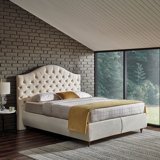 Yataş Sidney 150 x 200 cm Başlıklı Çift Kişilik Sandıklı Baza Seti Krem