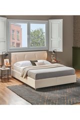 Yataş Bedding Linea 160 x 200 cm Başlıklı Çift Kişilik Sandıklı Baza Seti Krem