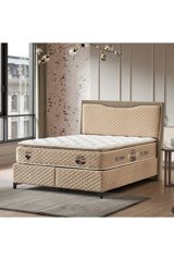 Flora Beddıng Mayer Soft Flex 160 x 200 cm Ayrılabilen Yataklı Başlıklı Çift Kişilik Sandıklı Baza Seti Bej