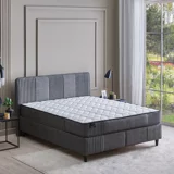 Yataş Wool Sense 160 x 200 cm Yataklı Başlıklı Çift Kişilik Sandıklı Baza Seti Koyu Gri