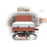 Zelis Mobilya Zümrüt 160 x 200 cm Yataklı Başlıklı Çift Kişilik Sandıklı Baza Seti Turuncu