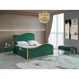 Arleno Bedding Harmony 160 x 200 cm Ayrılabilen Yataklı Başlıklı Çift Kişilik Sandıklı Baza Seti Yeşil