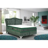 Zelis Mobilya Alora 160 x 200 cm Yataklı Başlıklı Çift Kişilik Sandıklı Baza Seti Yeşil