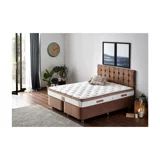 Niron Yatak Latte 200 x 200 cm Ayrılabilen Yataklı Başlıklı Çift Kişilik Sandıklı Baza Seti Kahverengi