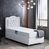 Setay Şah 90x190 cm Başlıklı Yataklı Sandıklı Tek Kişilik Baza Seti Beyaz