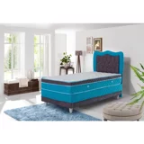 Zelis Mobilya Bengisu 90x190 cm Başlıklı Yataklı Sandıklı Tek Kişilik Baza Seti Mavi