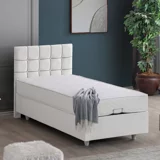 Setay Tavira 90x190 cm Başlıklı Yataklı Sandıklı Tek Kişilik Baza Seti Beyaz