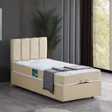 Setay Defne 120x200 cm Başlıklı Yataklı Sandıklı Tek Kişilik Baza Seti Krem
